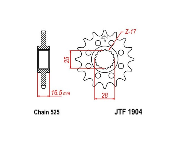 PION JT 1904 de acero con 17 dientes